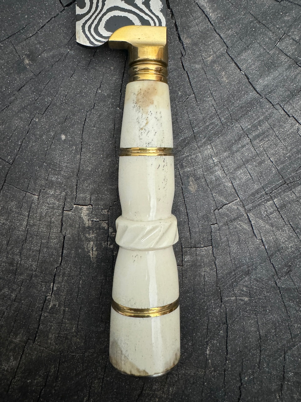 8" Damascus Knife, Ostrich Bone, CS1095 15n20