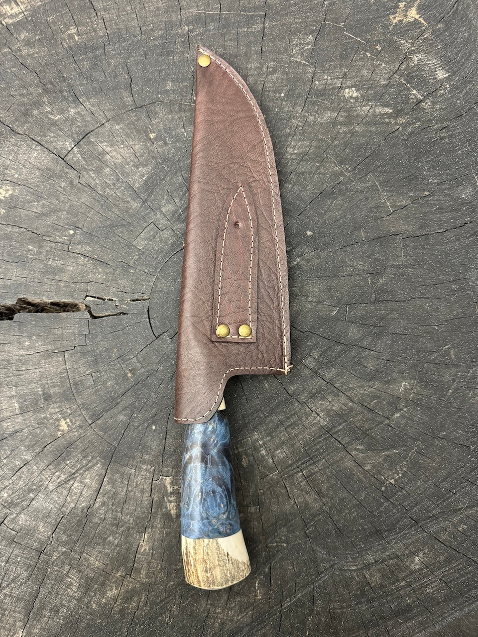 8" Picanha Chef Knife, Maple Burl & Deer Antler, SS440 - 200mm