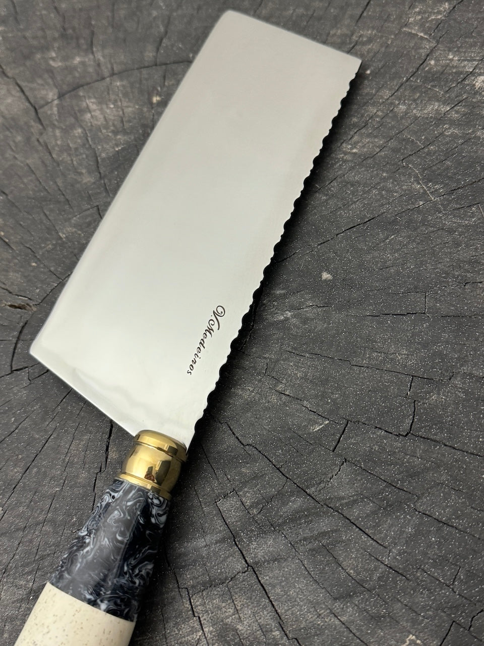 8" Chefs Cleaver, Ostrich Bone, SS440 - 200mm