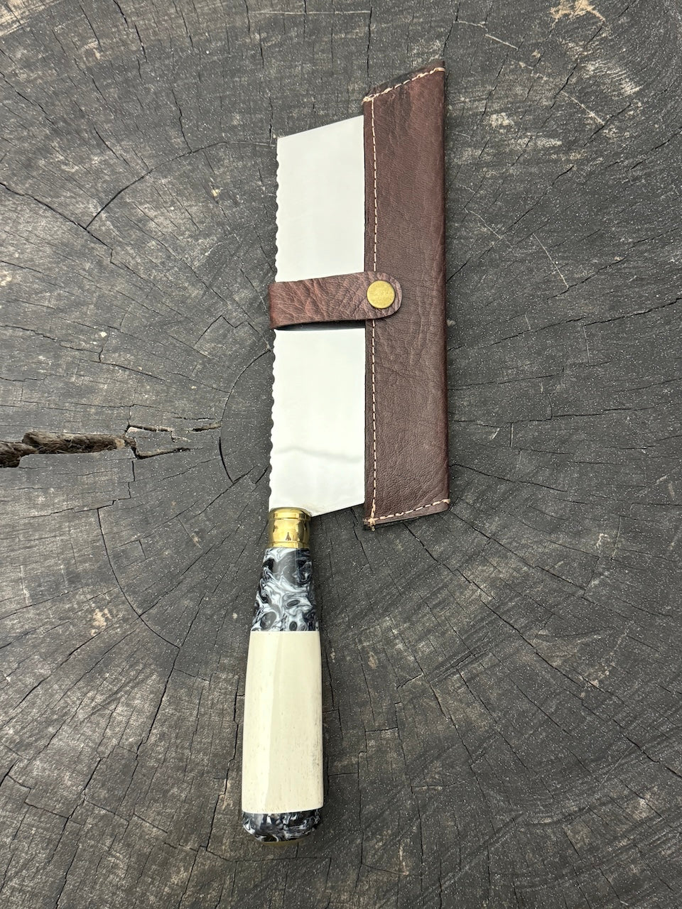 8" Chefs Cleaver, Ostrich Bone, SS440 - 200mm