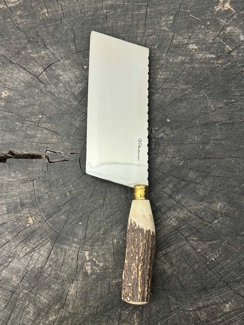 8" Chefs Cleaver, Deer Antler, SS440 - 200mm