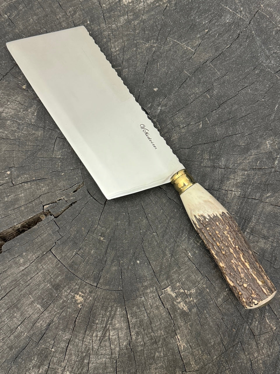 8" Chefs Cleaver, Deer Antler, SS440 - 200mm