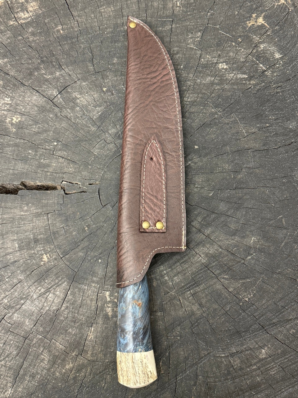 10" Chef Picanha Knife, Maple Burl & Deer Antler, SS440 - 250mm