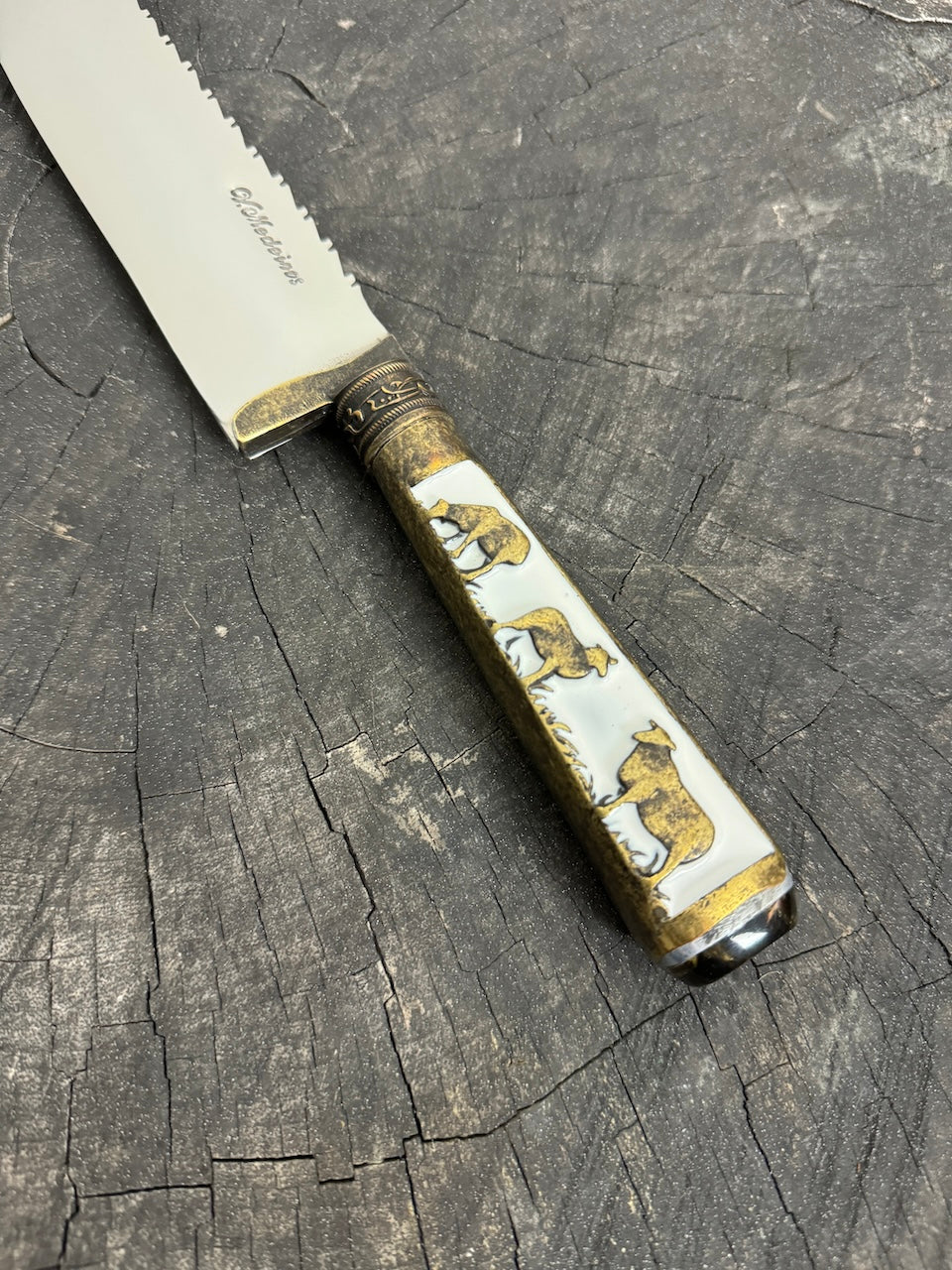 10" Butchers Knife, Brass Handle, SS440 - 250mm