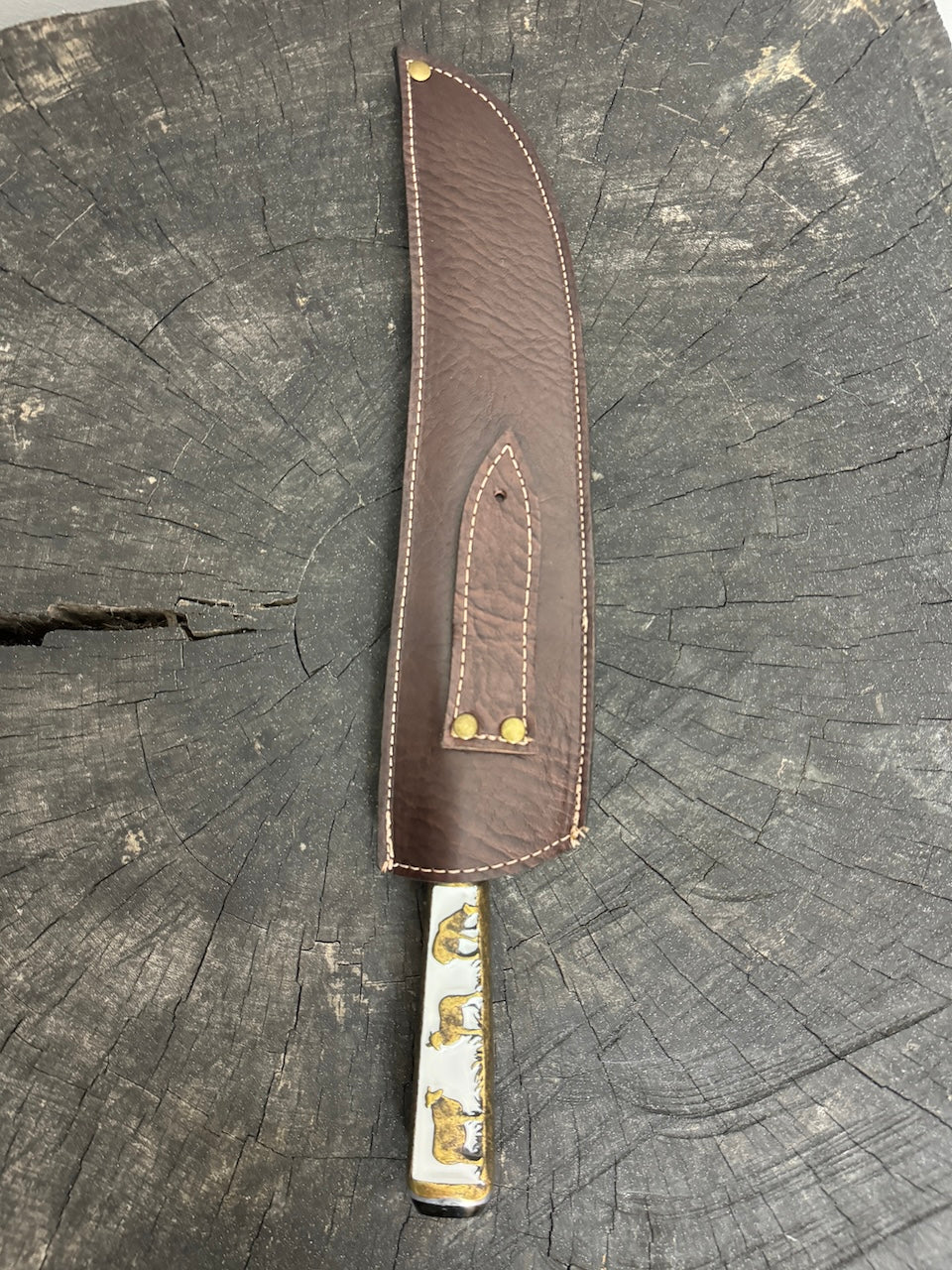 10" Butchers Knife, Brass Handle, SS440 - 250mm