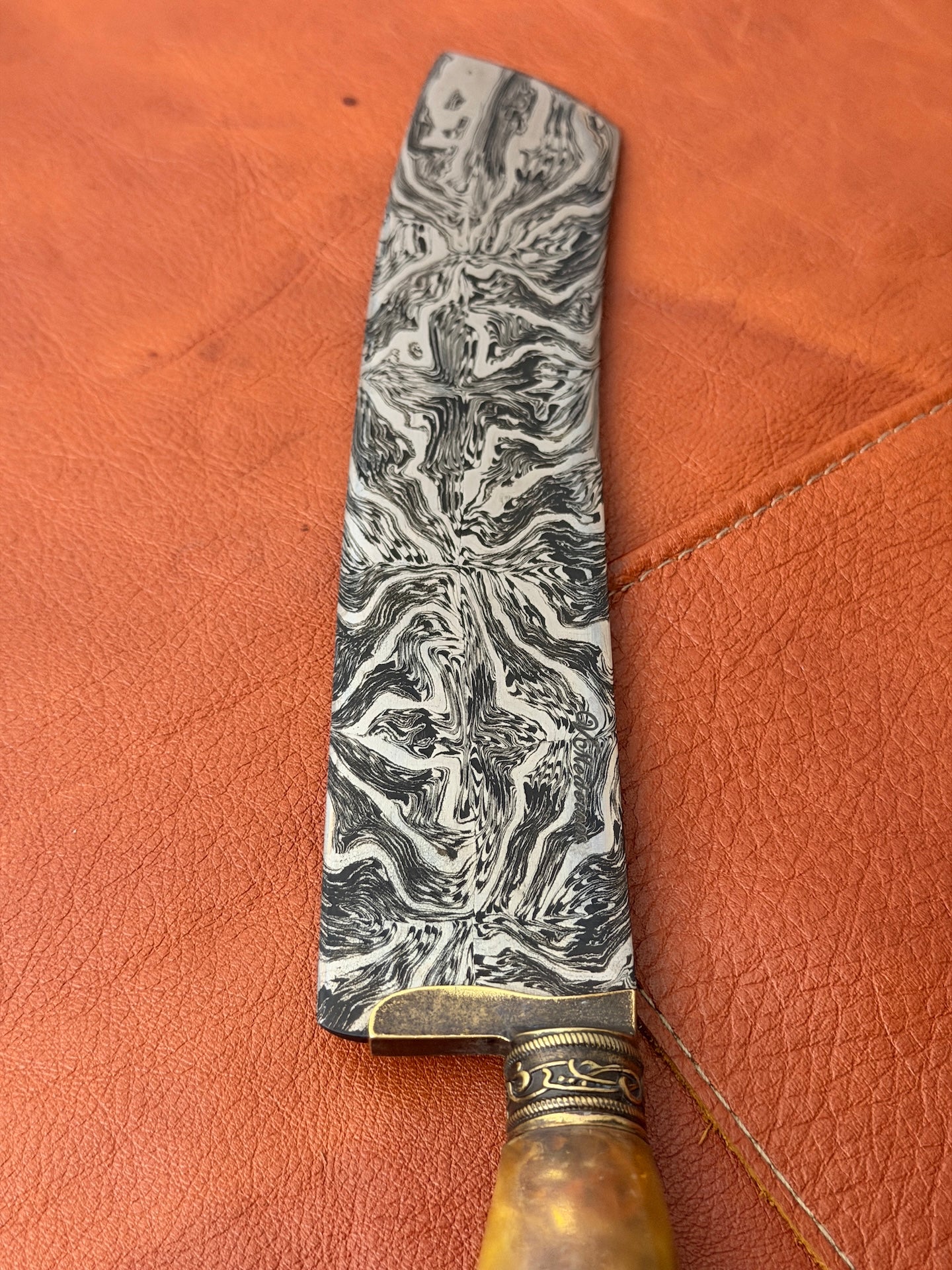 9" Super Slicer Mosaic Damascus Knife 340 Layers, Amboyna Premium, CS1095 15n20 - 230mm