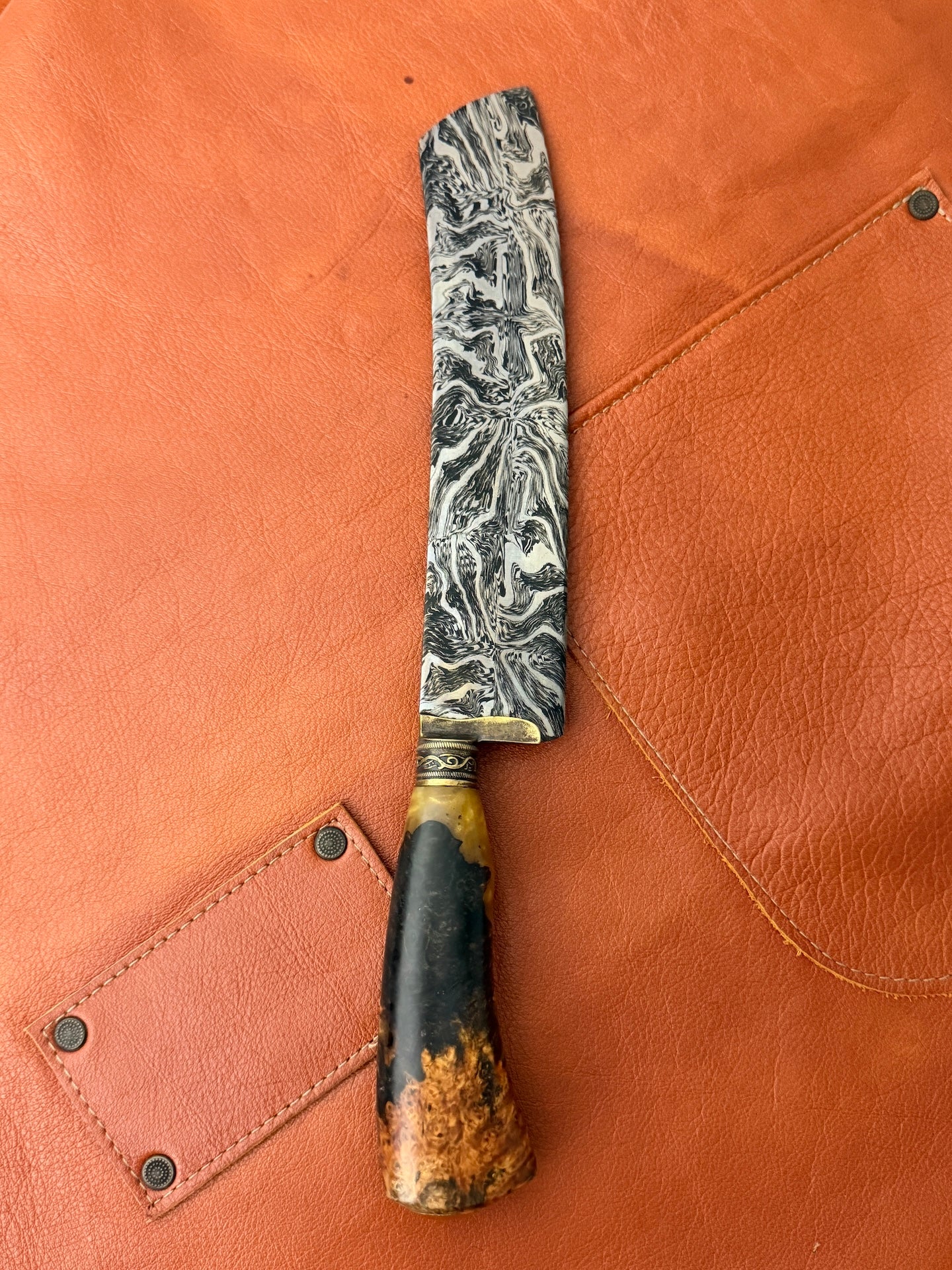 9" Super Slicer Mosaic Damascus Knife 340 Layers, Amboyna Premium, CS1095 15n20 - 230mm