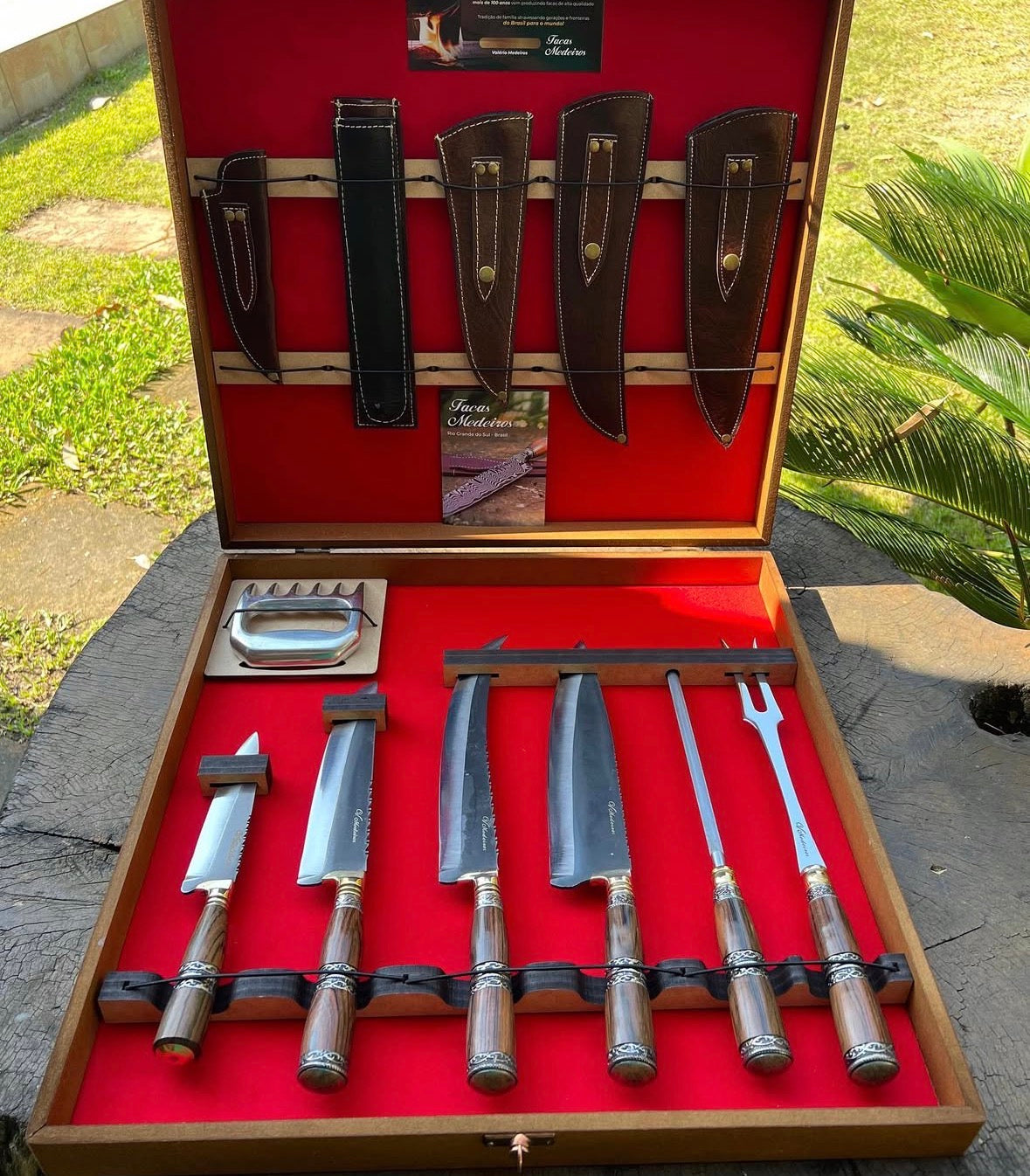 Ultimate BBQ Knife Set of Custom Resin Handles & Custom Wooden Box