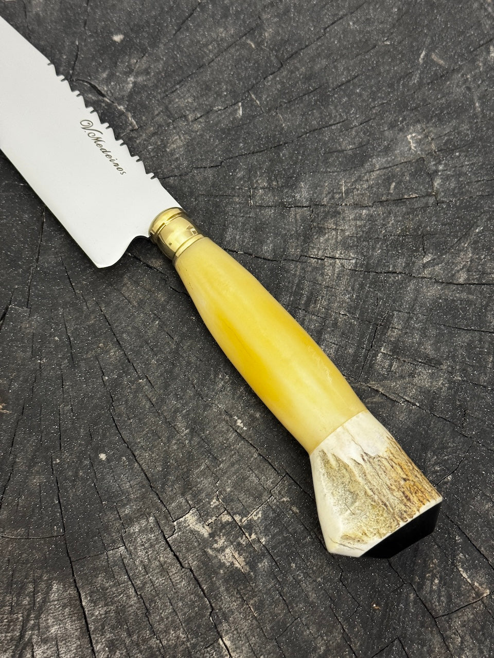 8" Chef Knife, Ostrich Bone & Deer Antler, SS440 - 200mm