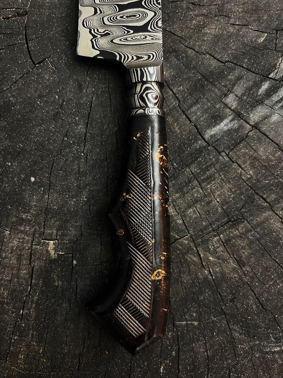 7.5" Damascus Wild Knife 220 Layers GH CS1095 15n20