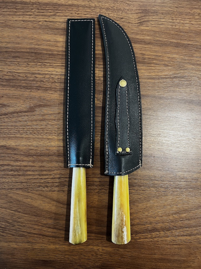 Pre-order: Nicole | BBQ Knife & Fork Duo of Ostrich Bone Handles SS440