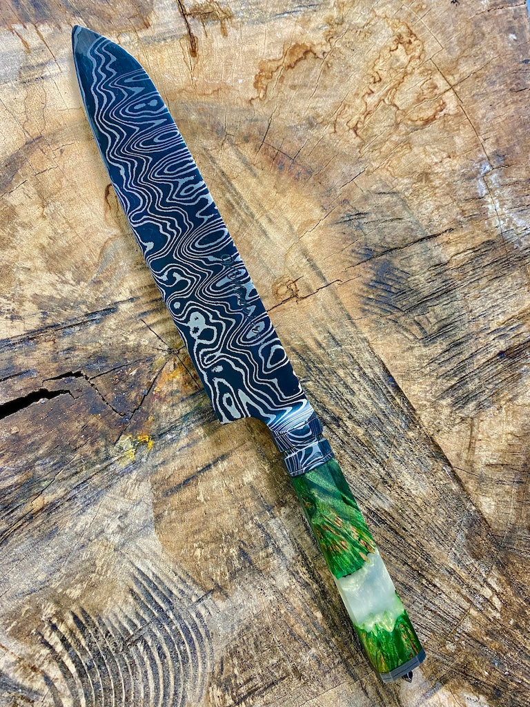 9" Damascus Santoku Knife 180 Layers GH CS1095 15n20