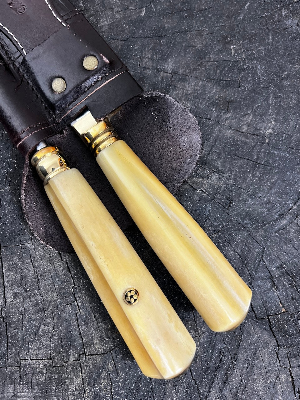 BBQ Knife & Sharpening Duo Set, Ostrich Bone, SS420 - 250mm