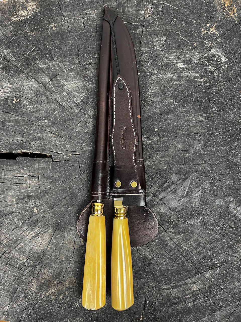 BBQ Knife & Sharpening Duo Set, Ostrich Bone, SS420 - 250mm