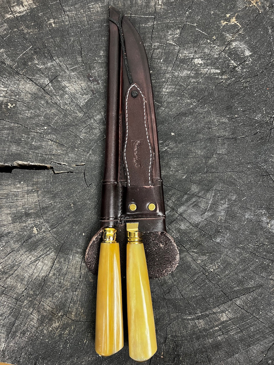 BBQ Knife & Sharpening Duo Set, Ostrich Bone, SS420 - 250mm