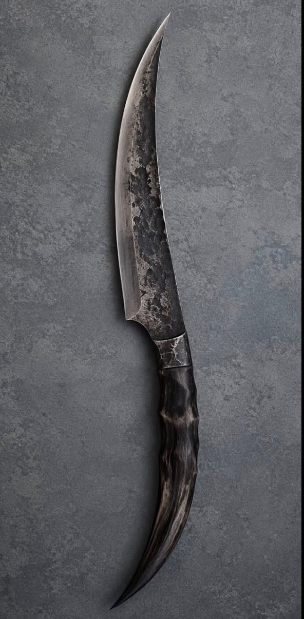 8” Specialty Knife, Antelope Horn, Brut de Forge 5160 - 200