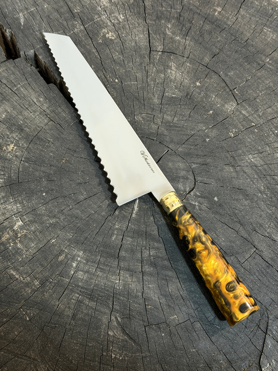 8" Bread &amp; Roast Knife, Custom Block, SS420c - 200mm