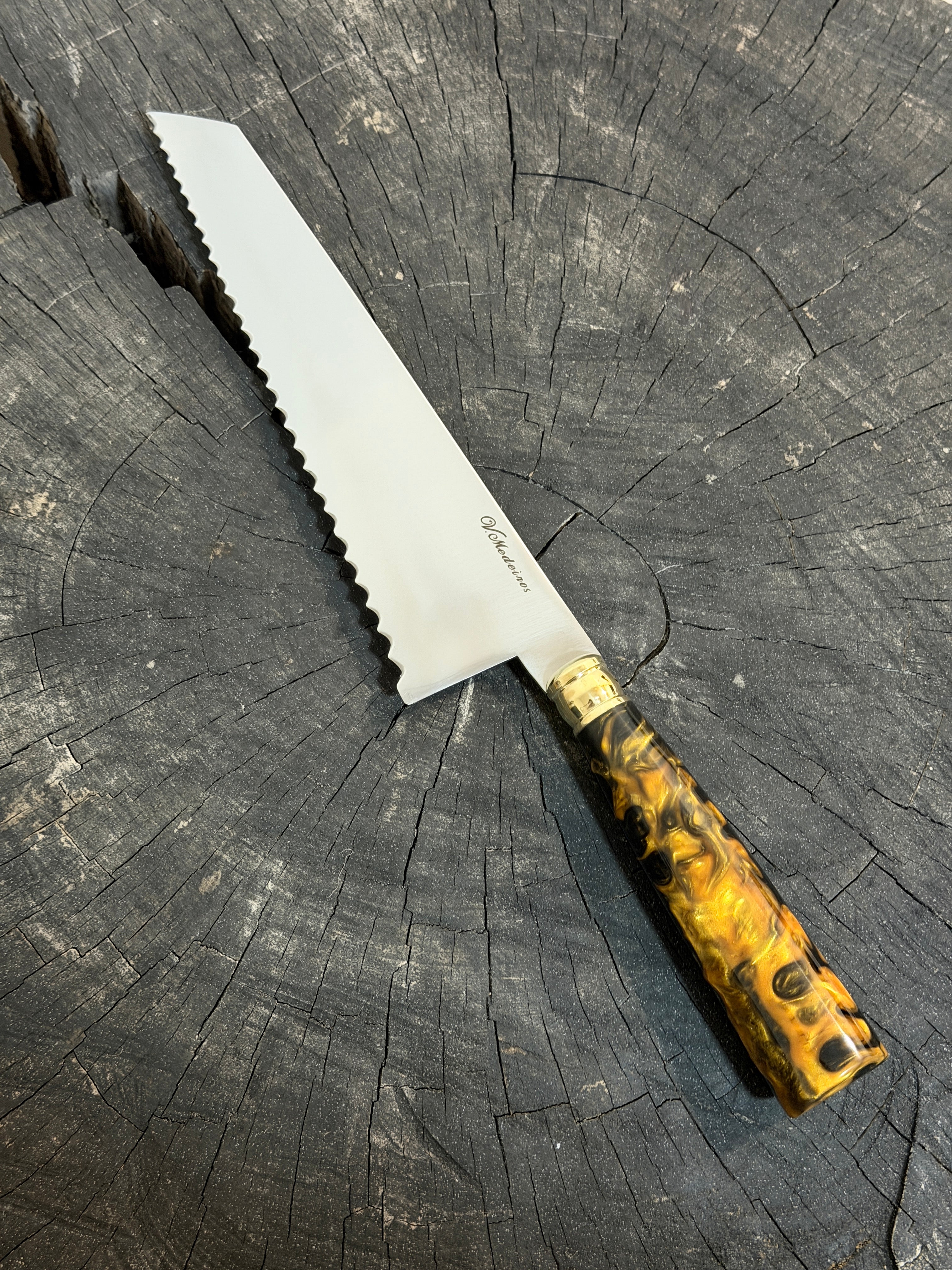 8" Bread &amp; Roast Knife, Custom Block, SS420c - 200mm