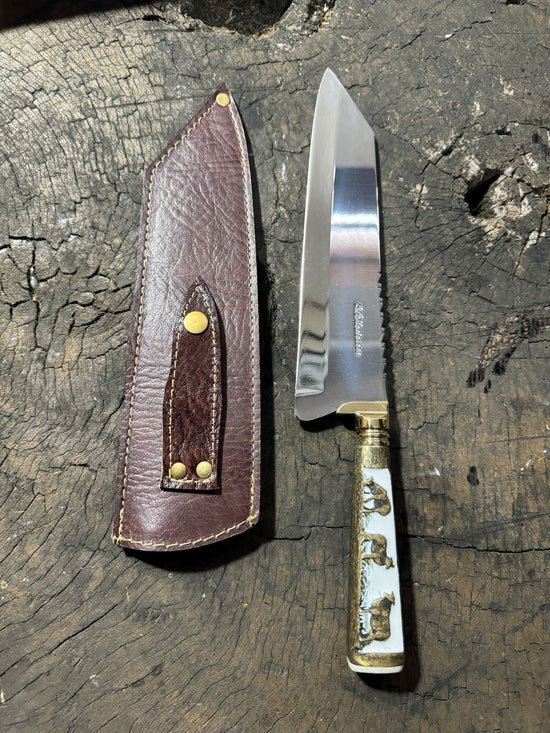 9" Bunka Pro Knife, Brass Handle, SS440 - 220mm