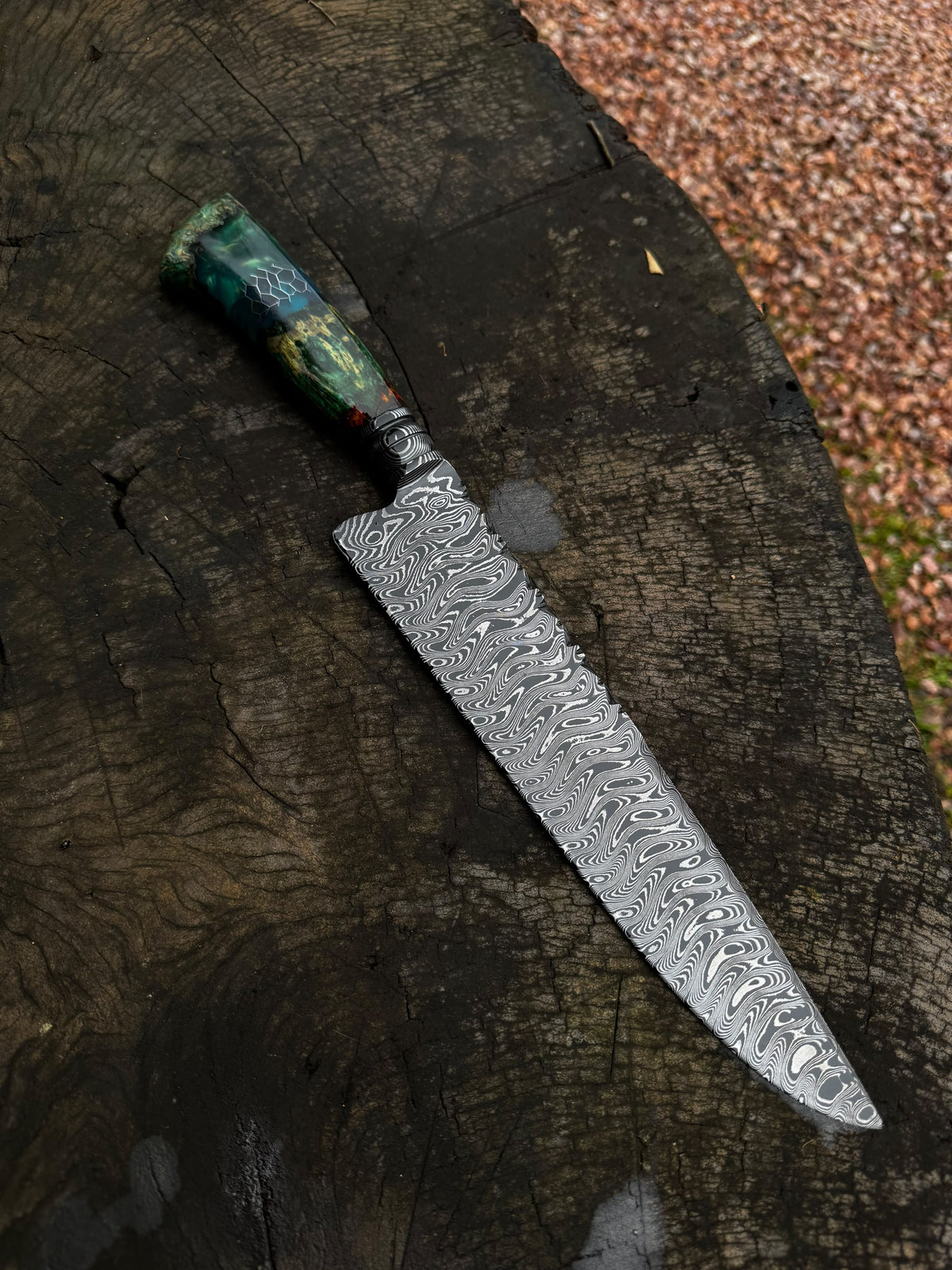 10” Chef Damascus Ladder Knife 300 Layers, Premium Maple, CS1095 15n20 - 240mm