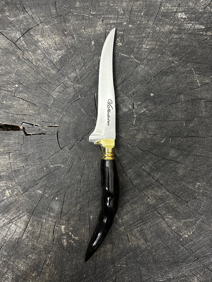 CUSTOM ORDER: 5" STEAK Knife &amp; Picanha Brut de Forge, Antelope Horn, SS420 / HCS5160