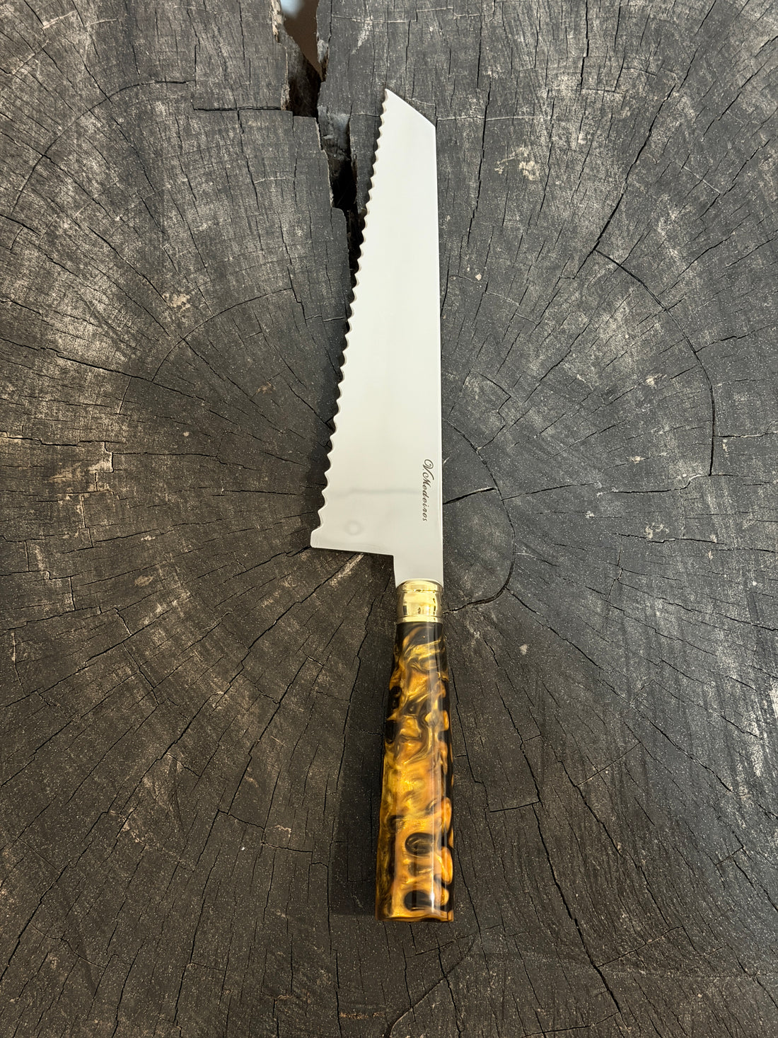 8" Bread &amp; Roast Knife, Custom Block, SS420c - 200mm
