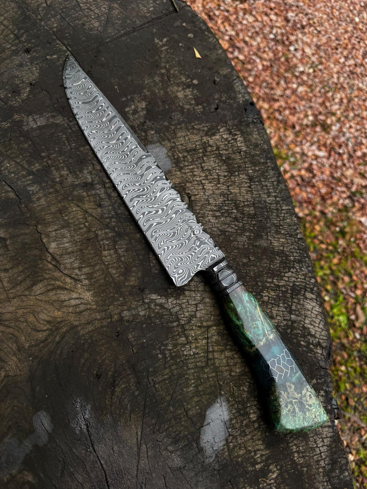 10” Chef Damascus Ladder Knife 300 Layers, Premium Maple, CS1095 15n20 - 240mm