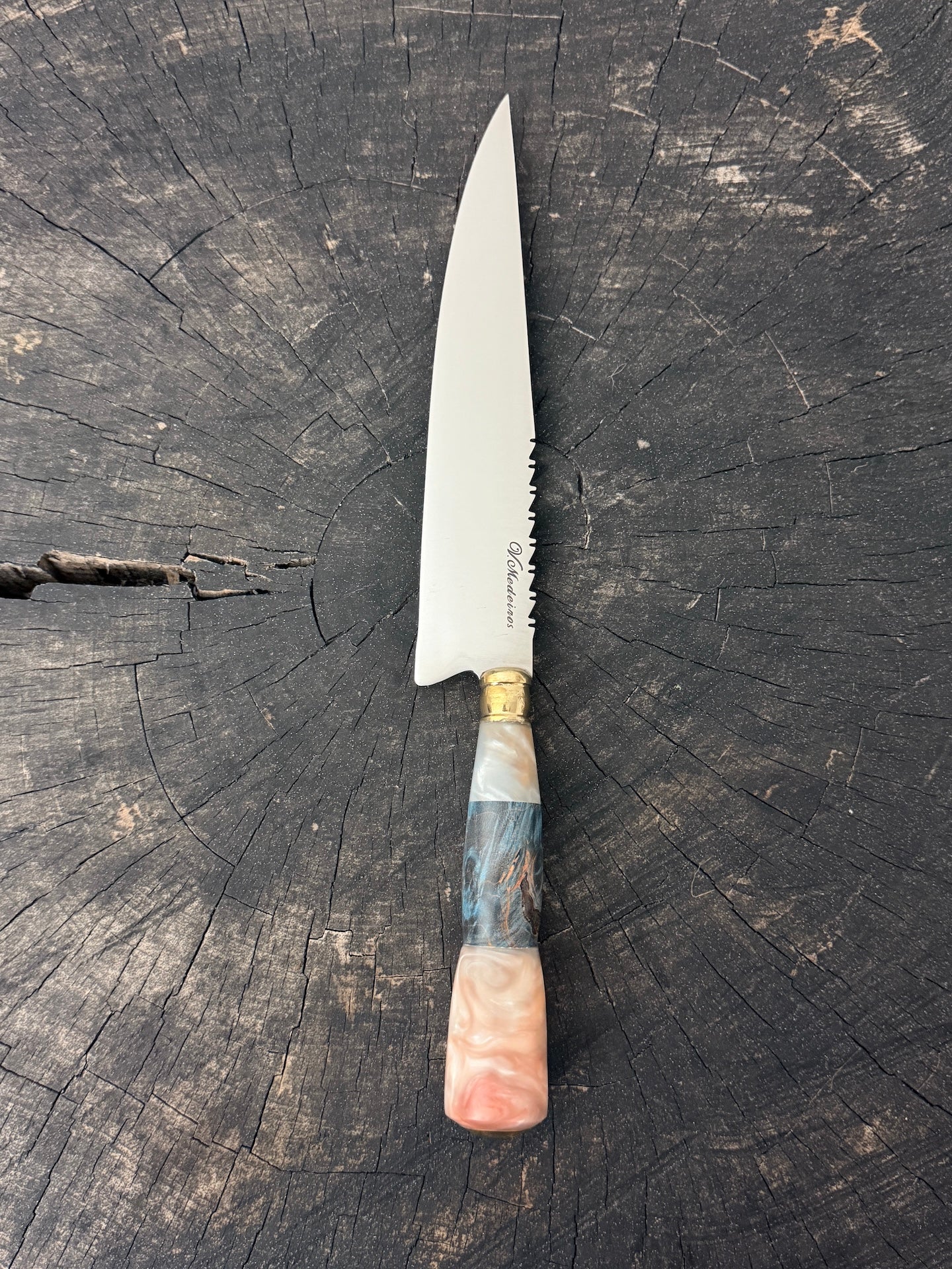 8" Chef Knife, Custom Block &amp; Maple Burl, SS420 - 200mm