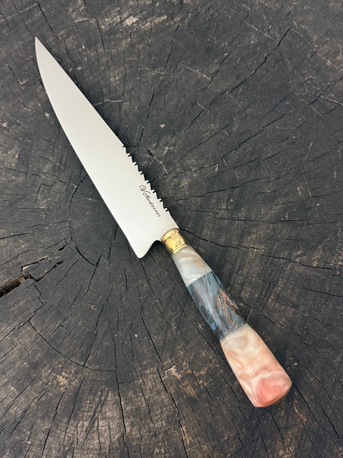 8" Chef Knife, Custom Block &amp; Maple Burl, SS420 - 200mm