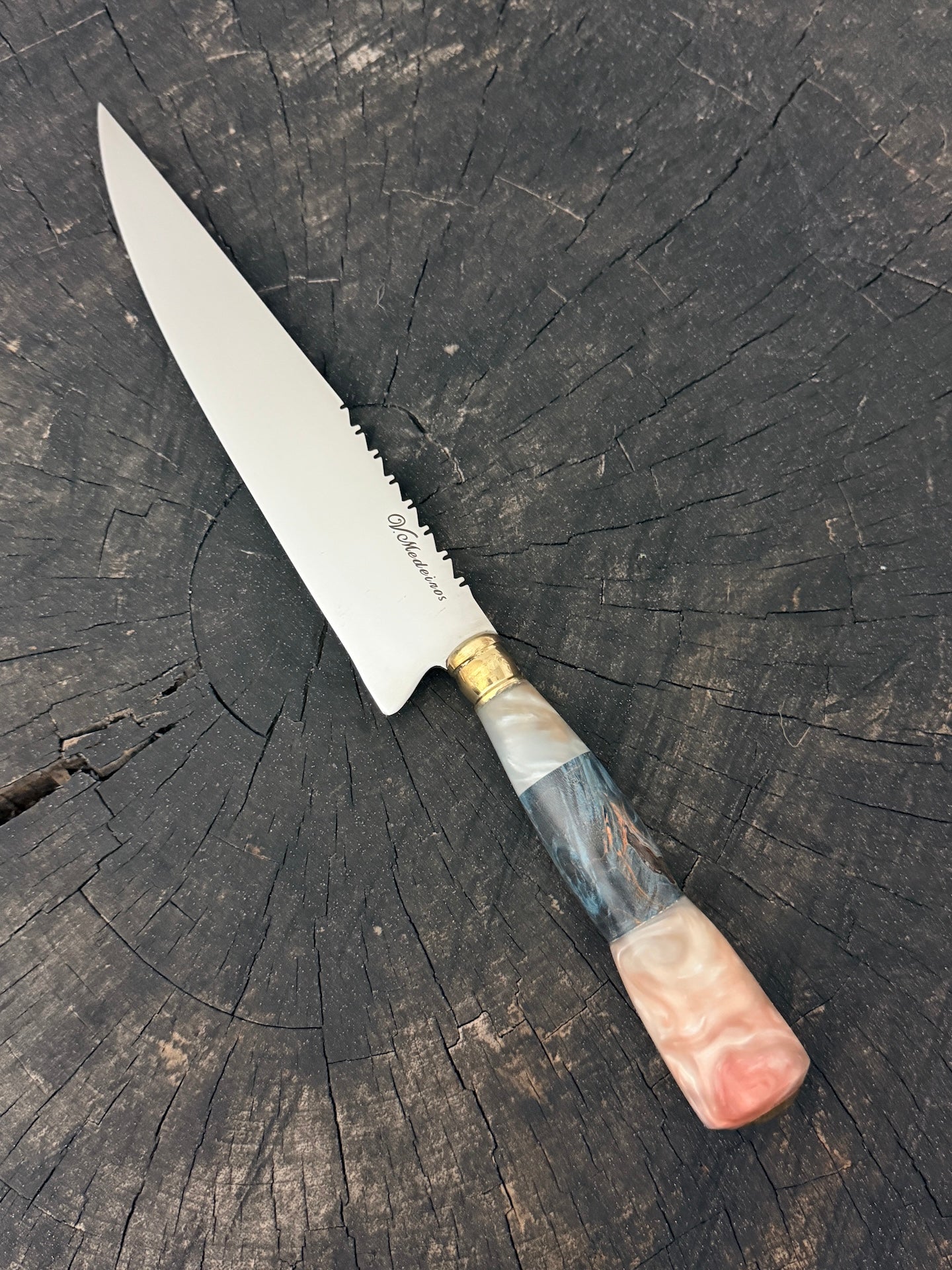 8" Chef Knife, Custom Block &amp; Maple Burl, SS420 - 200mm
