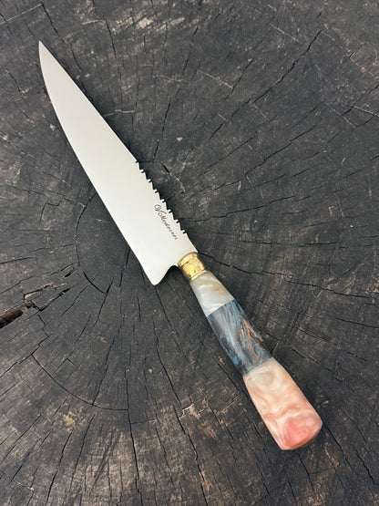 8" Chef Knife, Custom Block &amp; Maple Burl, SS420 - 200mm