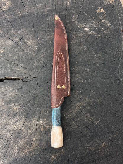 8" Chef Knife, Custom Block &amp; Maple Burl, SS420 - 200mm