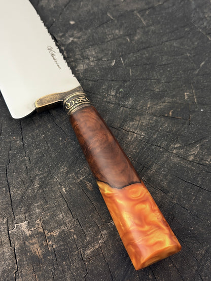 8" Picanha Chef Knife, Hybrid Custom Block, SS440 - 200mm