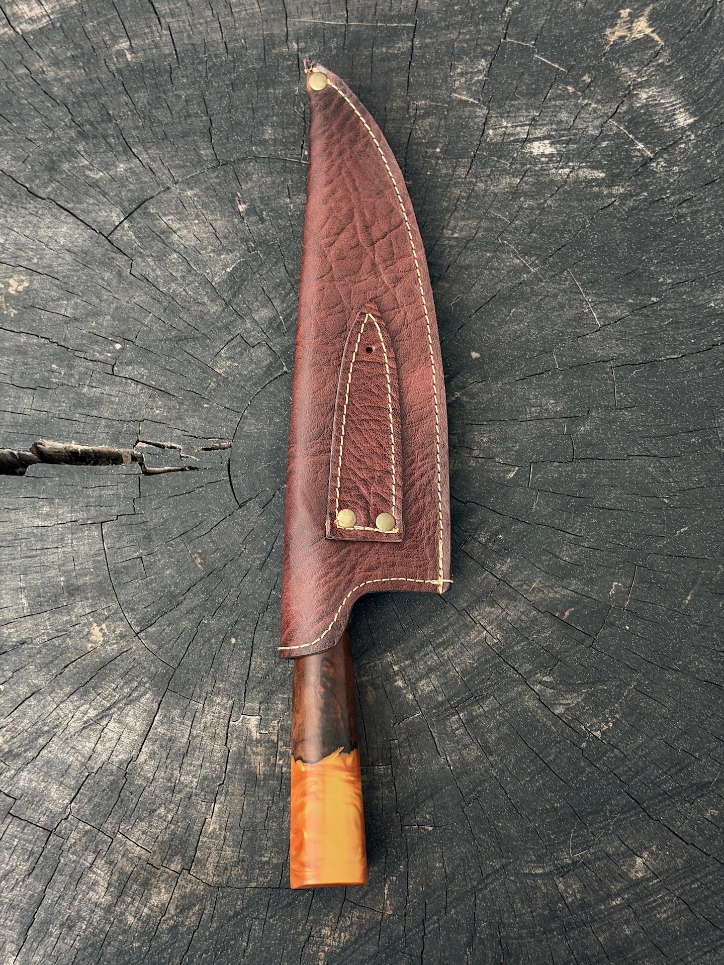 8" Picanha Chef Knife, Hybrid Custom Block, SS440 - 200mm