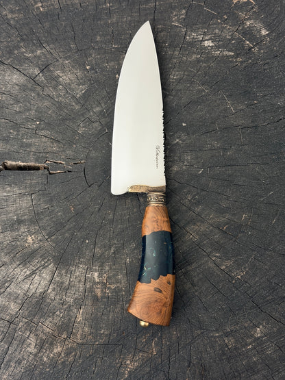 8" Picanha Chef Knife, Hybrid Custom Block, SS440 - 200mm