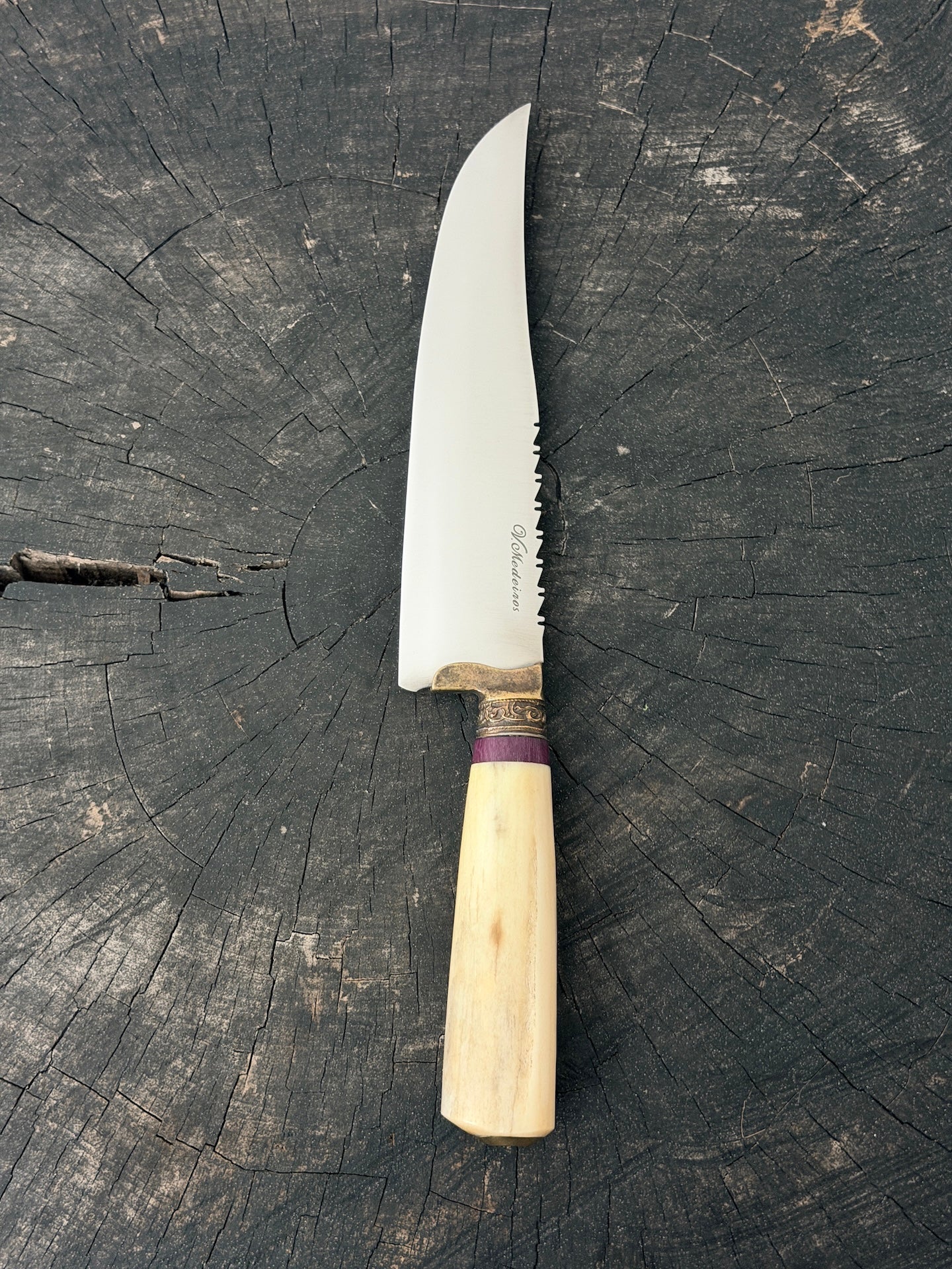 8" Artisan Knife, Ostrich Bone, SS440 - 190mm
