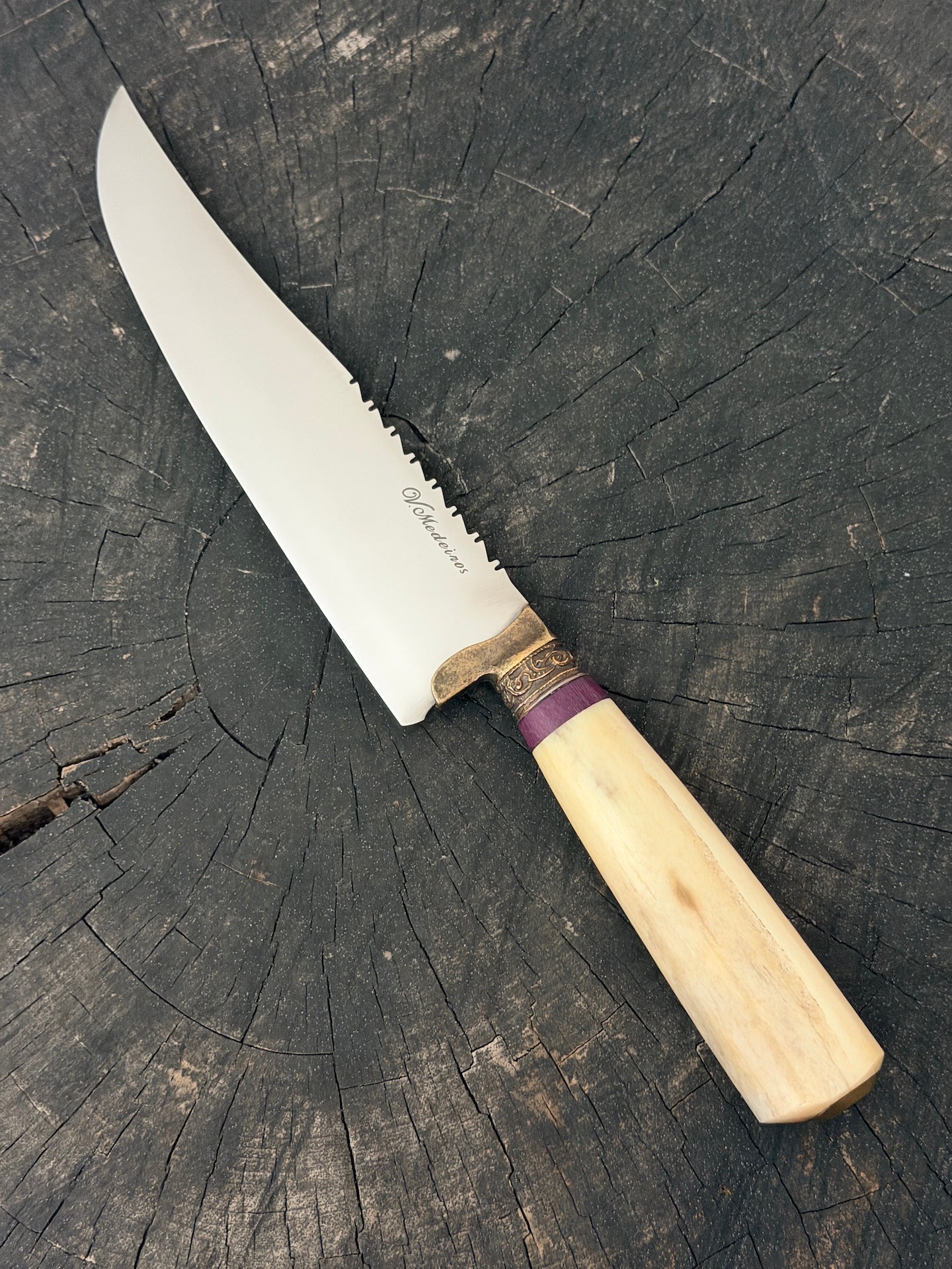8" Artisan Knife, Ostrich Bone, SS440 - 190mm