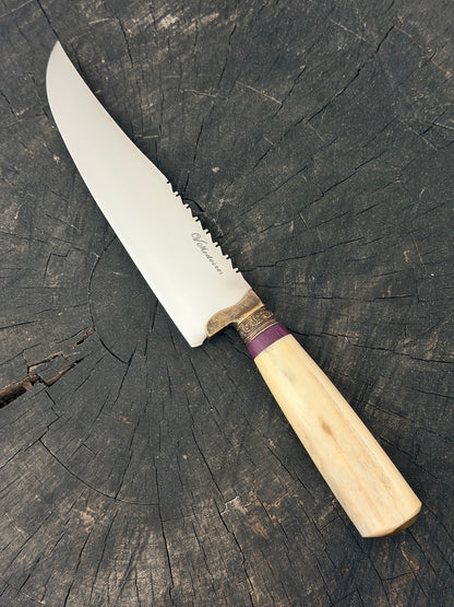 8" Artisan Knife, Ostrich Bone, SS440 - 190mm