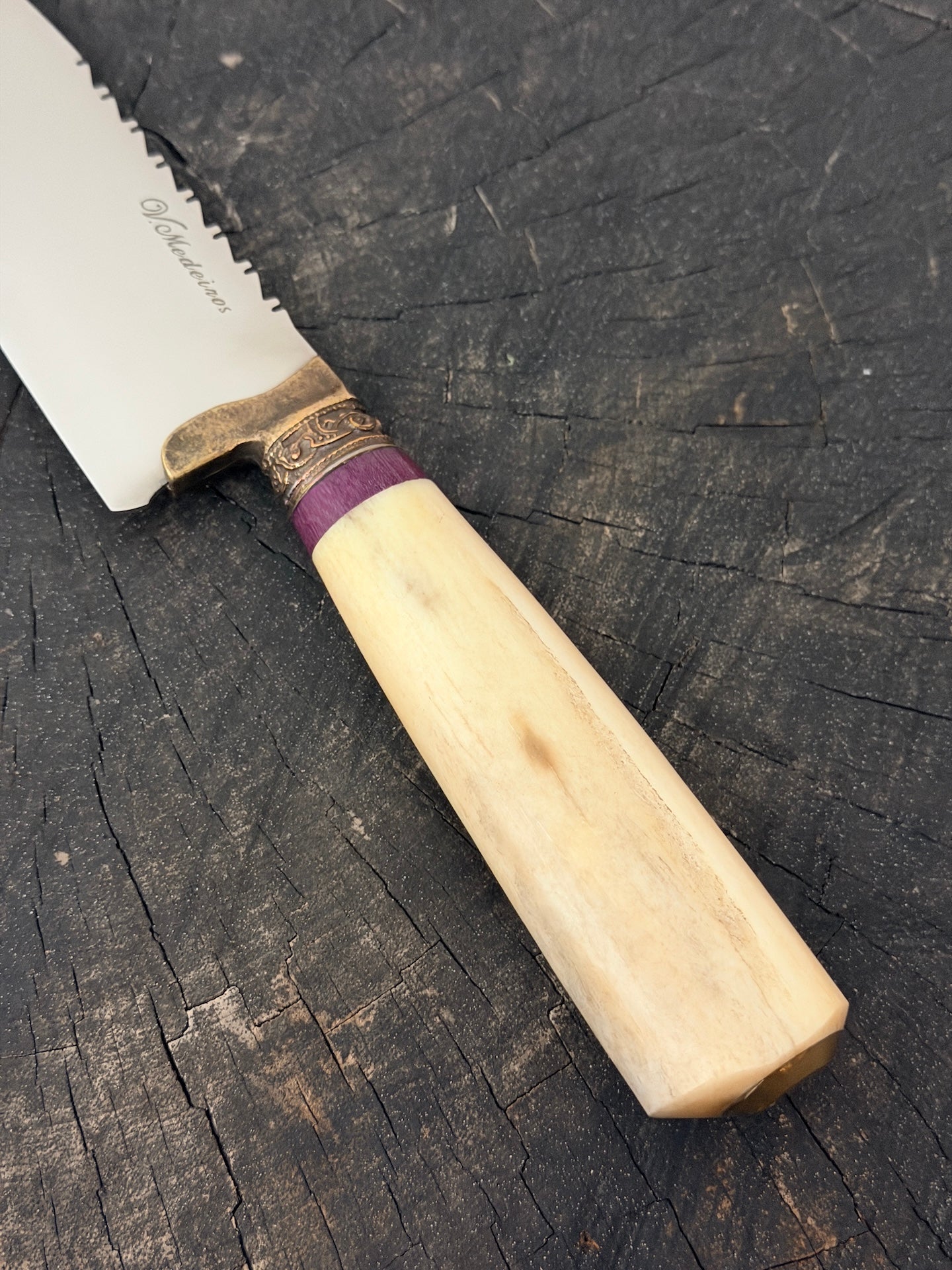 8" Artisan Knife, Ostrich Bone, SS440 - 190mm