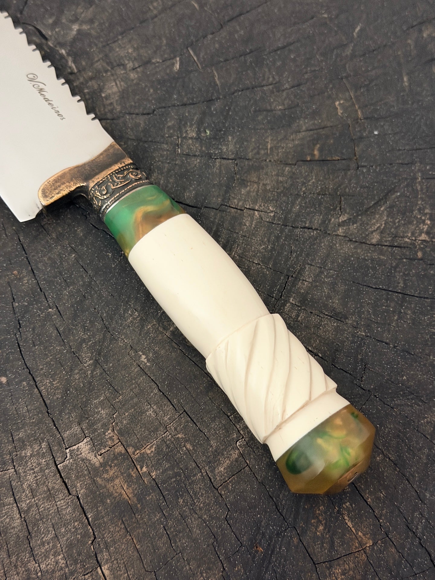 8" Artisan Knife, Ostrich Bone, SS440 - 190mm