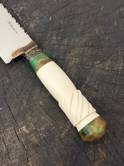 8" Artisan Knife, Ostrich Bone, SS440 - 190mm