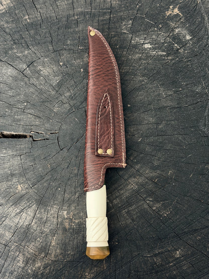 8" Artisan Knife, Ostrich Bone, SS440 - 190mm