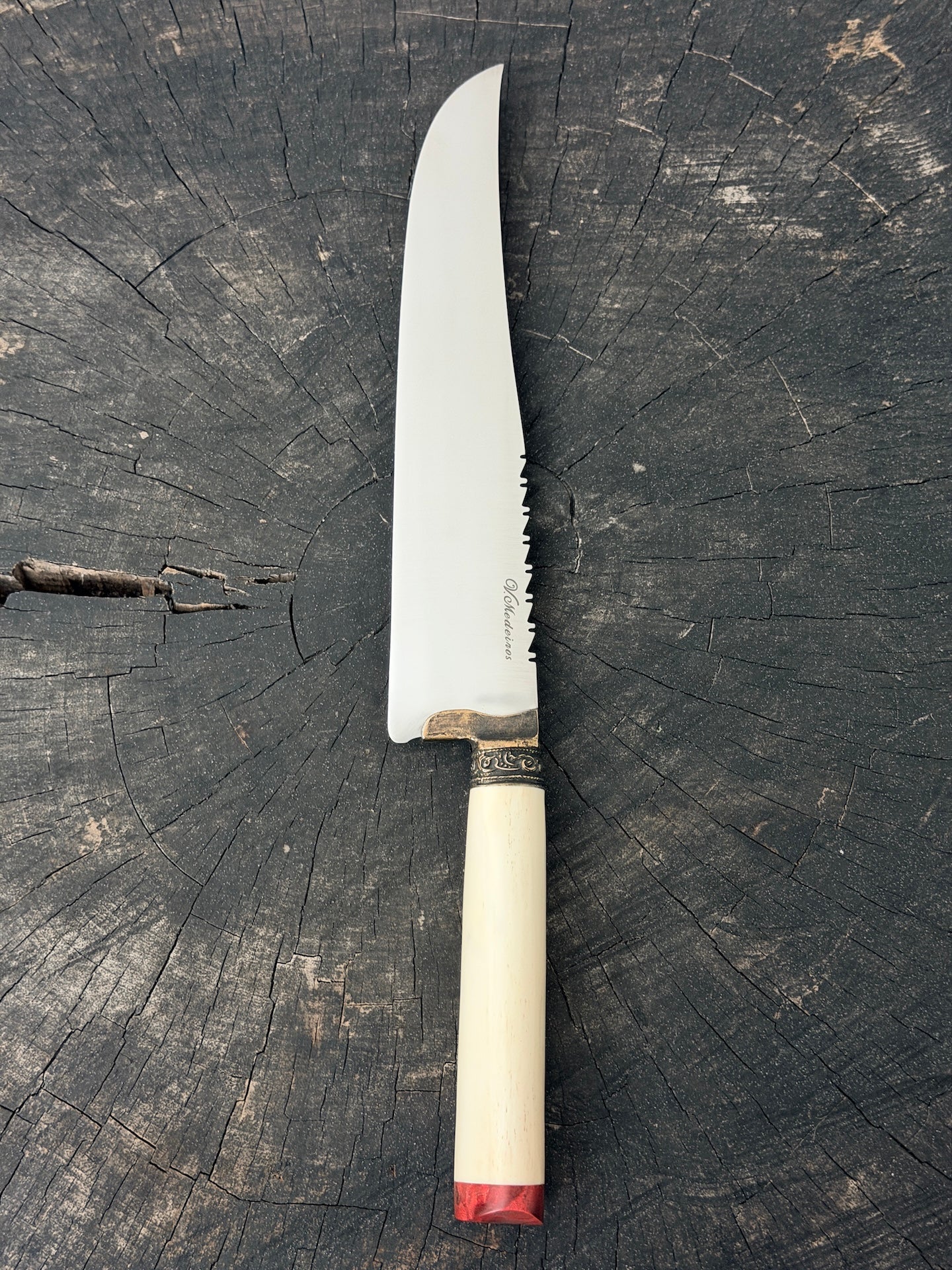 9" Artisan BBQ Knife, Ostrich Bone, SS440 - 230mm