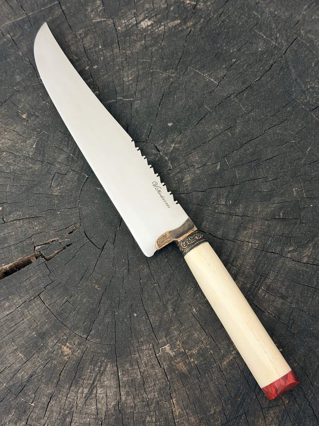9" Artisan BBQ Knife, Ostrich Bone, SS440 - 230mm