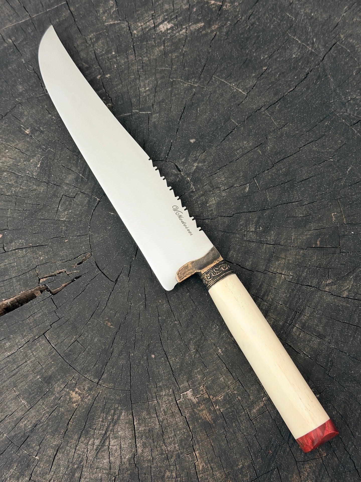 9" Artisan BBQ Knife, Ostrich Bone, SS440 - 230mm