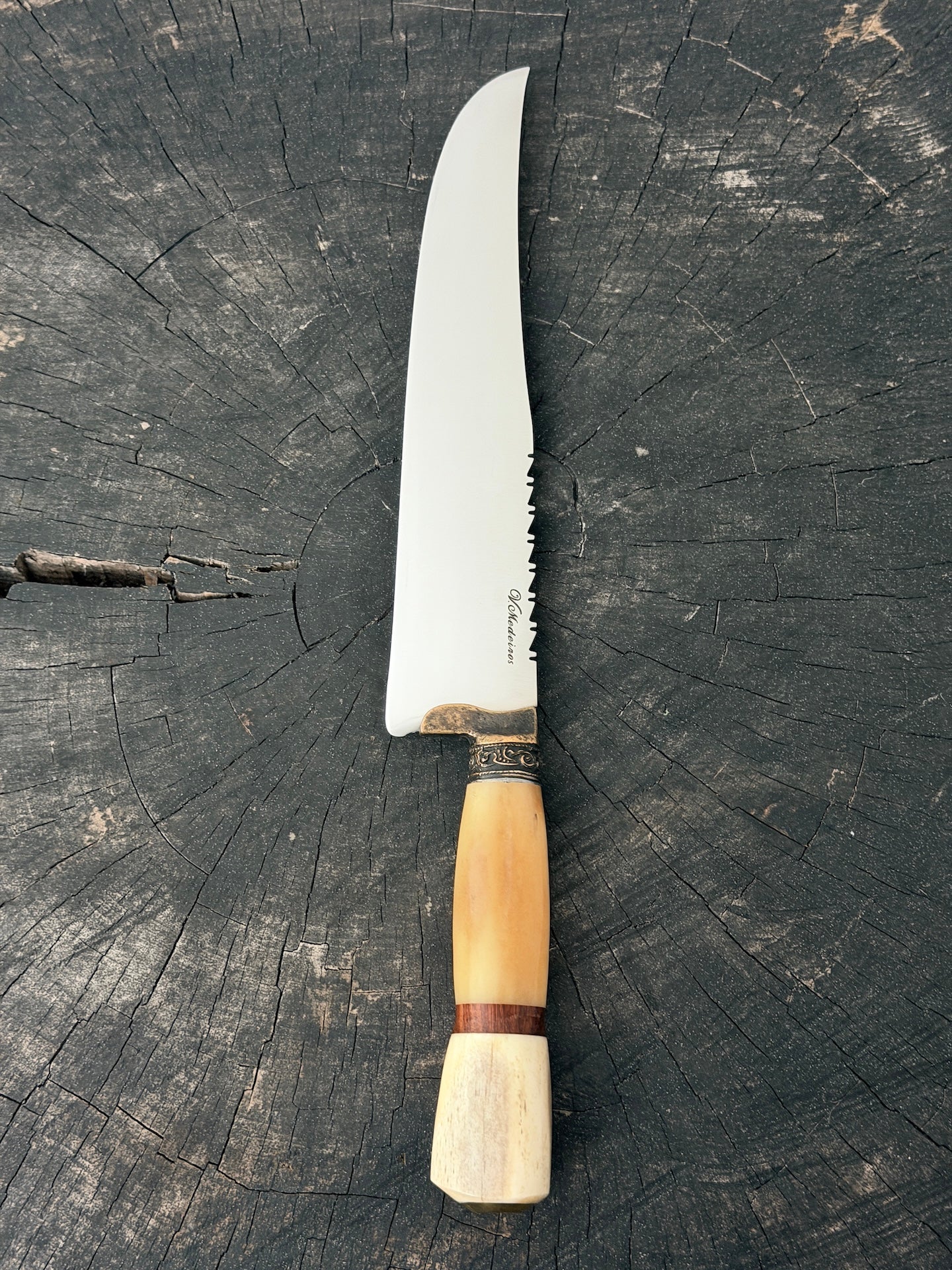 9" Artisan BBQ Knife, Ostrich Bone, SS440 - 230mm