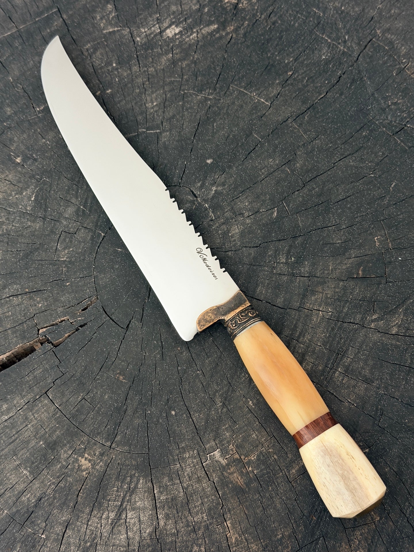 9" Artisan BBQ Knife, Ostrich Bone, SS440 - 230mm