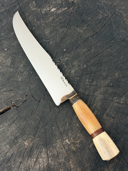 9" Artisan BBQ Knife, Ostrich Bone, SS440 - 230mm