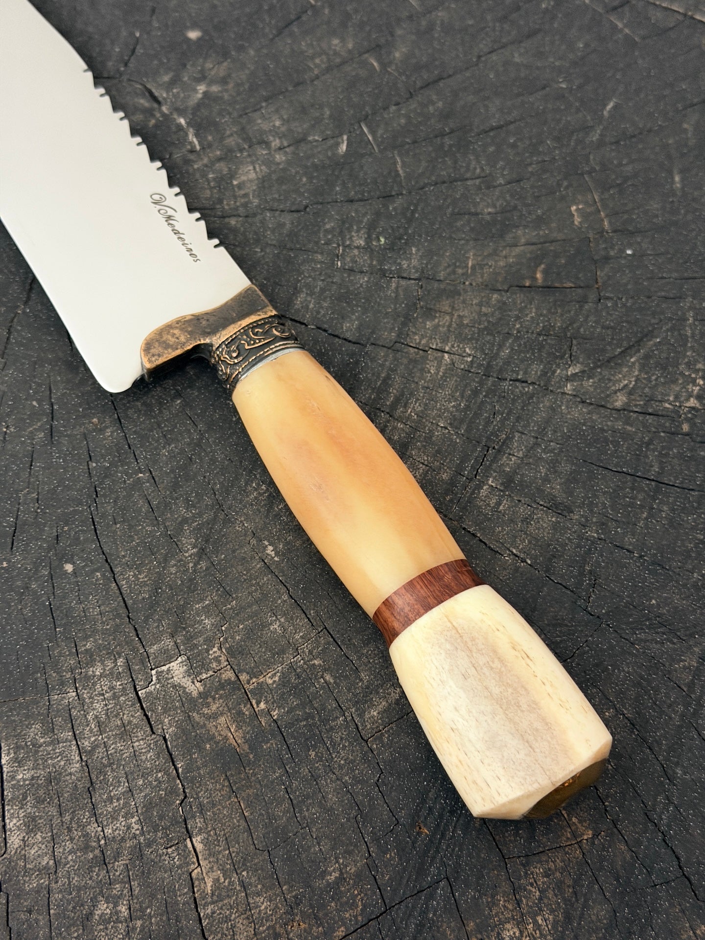 9" Artisan BBQ Knife, Ostrich Bone, SS440 - 230mm