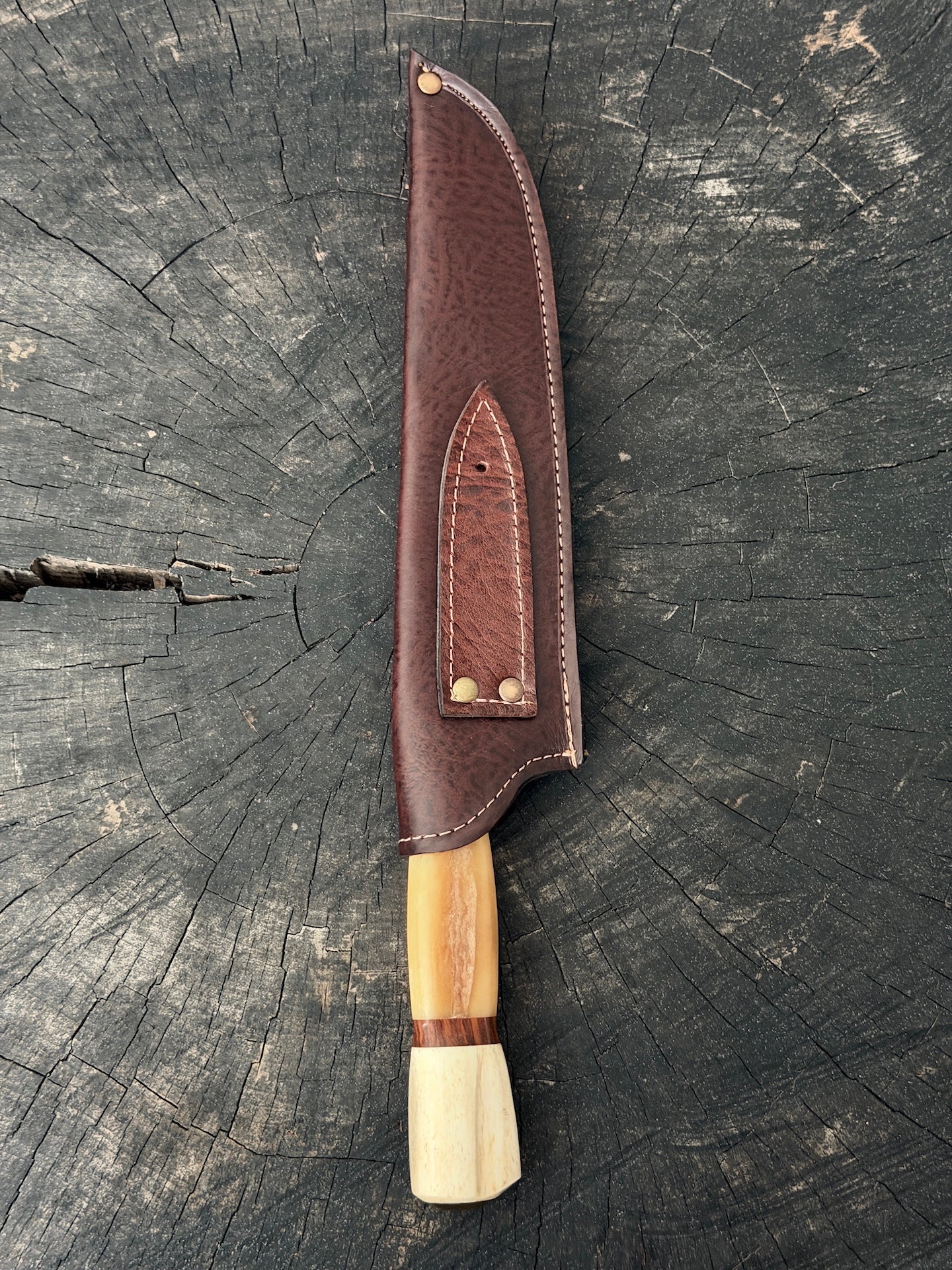 9" Artisan BBQ Knife, Ostrich Bone, SS440 - 230mm